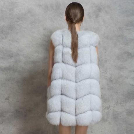 FASHIONABLE ROUND NECK SLEEVELESS PURE COLOR FAUX FUR WAISTCOAT FOR WOMEN (SNOW WHITE, SIZ
