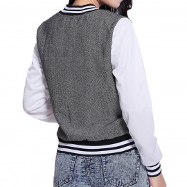 CASUAL STYLE STAND COLLAR COLOR SPLICING LOGO PATCH DESIGN SINGLE-BREASTED LONG SLEEVES CO