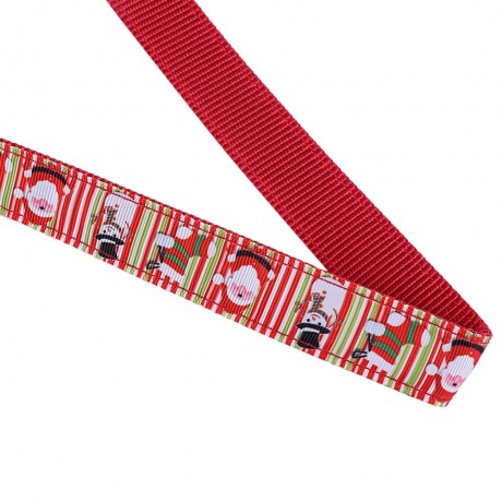 2PCS CHRISTMAS PATTERN PET NYLON LEADING LEASH DOG COLLAR WITH TINKLING BELL (RED)