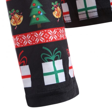 3D SANTA CLAUS PRINT CHRISTMAS T-SHIRT (BLACK, SIZE M/L/XL)