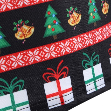 3D SANTA CLAUS PRINT CHRISTMAS T-SHIRT (BLACK, SIZE M/L/XL)