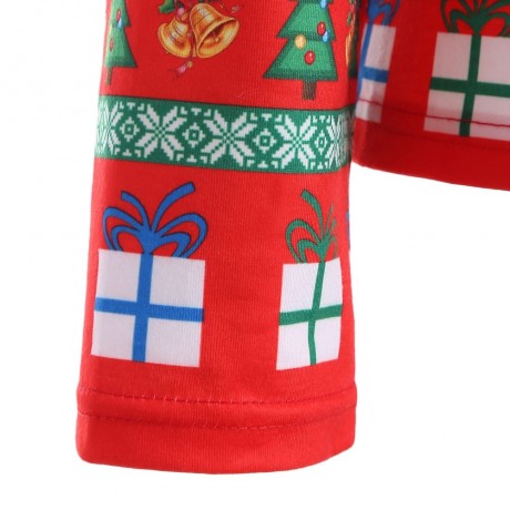 3D SANTA CLAUS PRINT CHRISTMAS T-SHIRT (RED, SIZE M/L/XL)