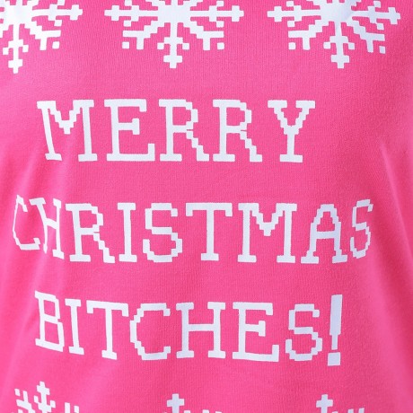 MERRY CHRISTMAS BITCHES GRAPHIC SWEATSHIRT (ROSE RED, SIZE S/M/L/XL)