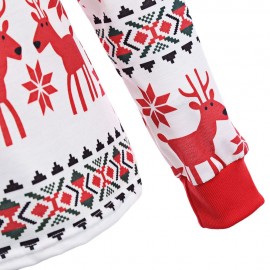 CHRISTMAS CASUAL ROUND COLLAR LONG SLEEVE DEER PRINT BLOUSE FOR LADIES (RED, SIZE S/M/L/XL