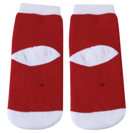SOFT CHRISTMAS GIFT CHILD UNISEX CARTOON PRINT TERRY THICKENING TOWEL SOCKS (RED, SIZE AGE
