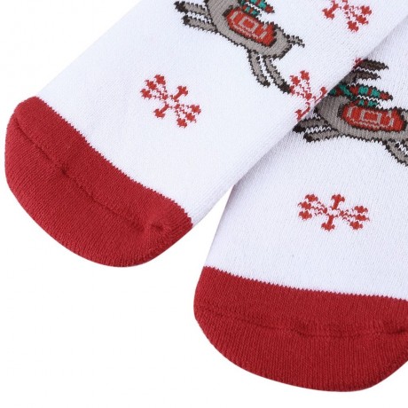 SOFT CHRISTMAS GIFT CHILD UNISEX CARTOON PRINT TERRY THICKENING TOWEL SOCKS (WHITE, SIZE A