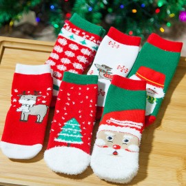 SOFT CHRISTMAS GIFT CHILD UNISEX CARTOON PRINT TERRY THICKENING TOWEL SOCKS (OLD MAN, SIZE