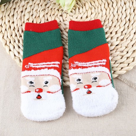 SOFT CHRISTMAS GIFT CHILD UNISEX CARTOON PRINT TERRY THICKENING TOWEL SOCKS (OLD MAN, SIZE