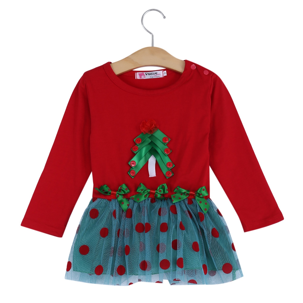 GIRL CHILD SWEET CHRISTMAS GIFT BOWKNOT RUFFLE LACE TREE ROUND COLLAR LONG SLEEVE SKIRT DR GIRL CHILD SWEET CHRISTMAS GIFT BOWKNOT RUFFLE LACE TREE ROUND COLLAR LONG SLEEVE SKIRT DR