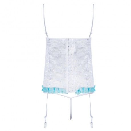 SUSPENDER PADDED LACE PATCHWORK BOWKNOT BACK SINGLE-BREASTED PERSPECTIVE BRA   ELASTIC LOW