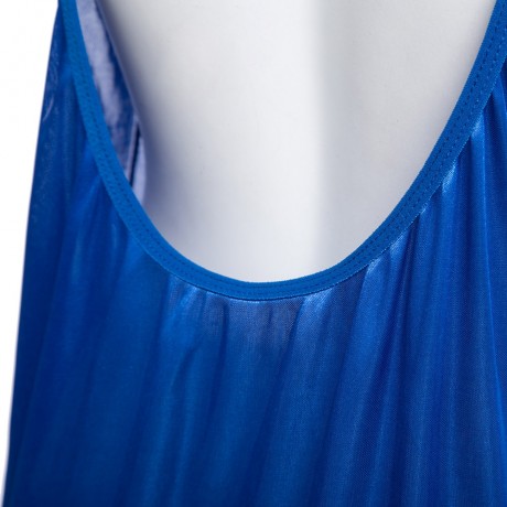 PLUNGING NECK SUSPENDER LACE PATCWORK HOLLOW OUT SIDE SLIT LACEWORK MID-CALF SLEEPWEAR LIN