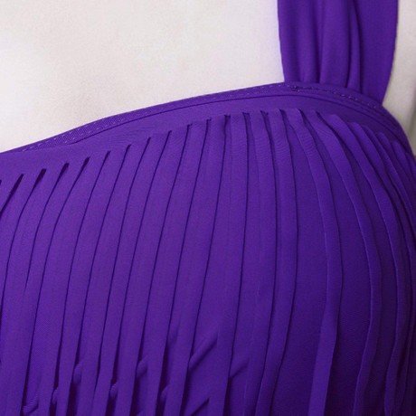 SOLID COLOR HIGH-WAISTED FRINGE DESIGN PLUS SIZE WOMEN'S BIKINI SET (PURPLE, SIZE L/XL)