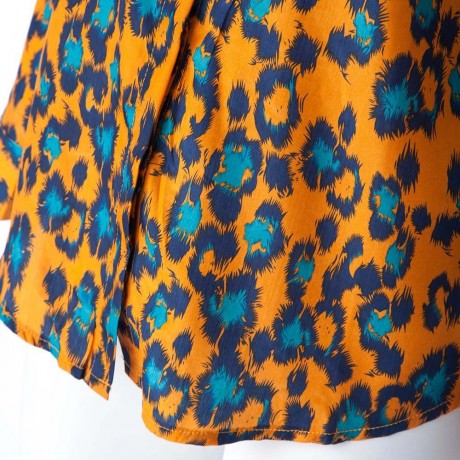 LEOPARD PRINT LONG SLEEVE COLOR BLOCK CASUAL WOMEN'S SHIRT