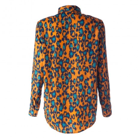 LEOPARD PRINT LONG SLEEVE COLOR BLOCK CASUAL WOMEN'S SHIRT