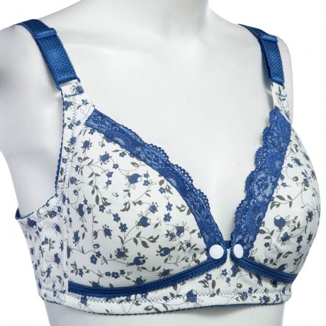 ADJUSTABLE FLORAL PRINT FRONT BUTTON WIREFREE COTTON MATERNITY BREASTFEEDING NURSING BRA (