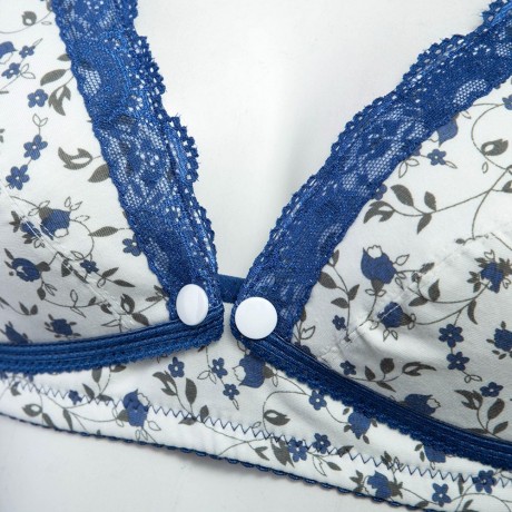 ADJUSTABLE FLORAL PRINT FRONT BUTTON WIREFREE COTTON MATERNITY BREASTFEEDING NURSING BRA (