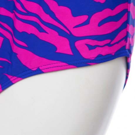 HALTER PLUS SIZE FRINGE DESIGN PRINTED HIGH-WAISTED WOMEN'S BIKINI SET (PURPLE, SIZE L/XL/