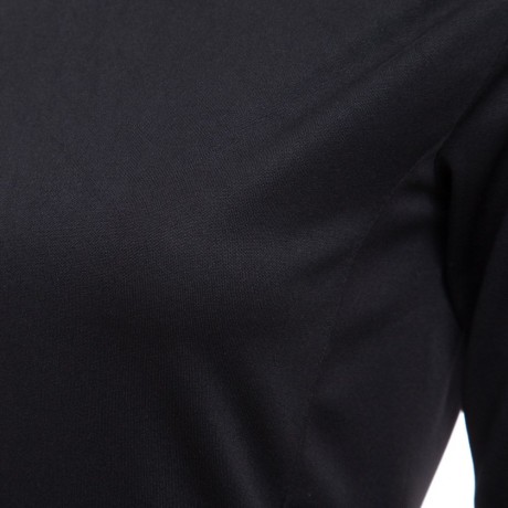 ELEGANT CASUAL ROUND COLLAR LONG SLEEVE SOLID PLUS SIZE WOMEN DRESS (BLACK, SIZE S/M/L/XL)