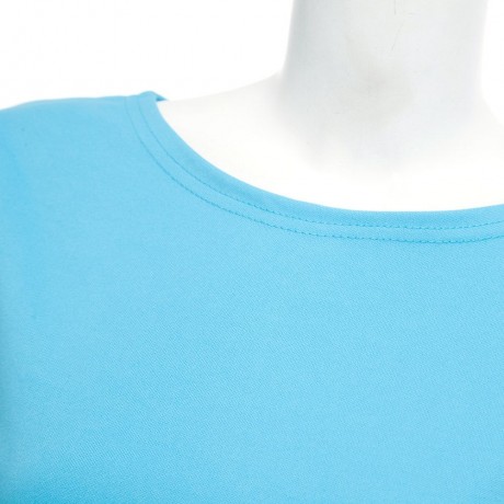 ELEGANT CASUAL ROUND COLLAR LONG SLEEVE SOLID PLUS SIZE WOMEN DRESS (LIGHT BLUE, SIZE S/M/