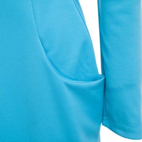 ELEGANT CASUAL ROUND COLLAR LONG SLEEVE SOLID PLUS SIZE WOMEN DRESS (LIGHT BLUE, SIZE S/M/
