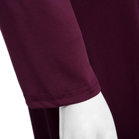 STYLISH PLUNGING NECKLINE 3/4 SLEEVE SOLID COLOR PLUS SIZE DRESS FOR WOMEN (PURPLE, SIZE L