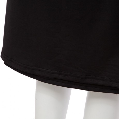 CASUAL V NECK SOLID COLOR 3/4 SLEEVE PLUS SIZE DRESS FOR WOMEN (BLACK, SIZE L/XL/2XL/3XL)
