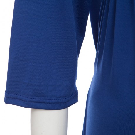 CASUAL V NECK SOLID COLOR 3/4 SLEEVE PLUS SIZE DRESS FOR WOMEN (BLUE, SIZE L/XL/2XL/3XL)