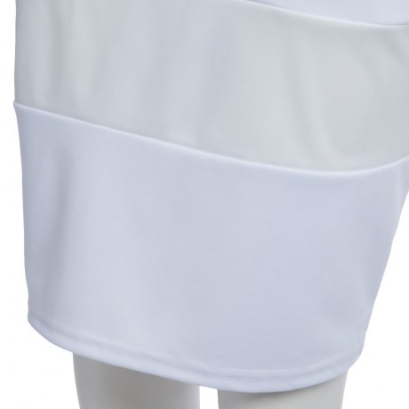 ATTRACTIVE JEWEL COLLAR SLEEVELESS PU LEATHER SPLICING PLUS SIZE MIDI DRESS FOR WOMEN (WHI