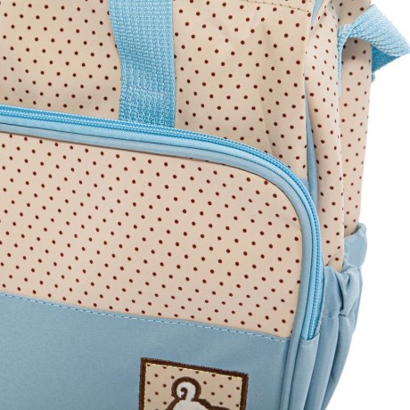5PCS MULTIFUNCTIONAL DOT NAPPY CHANGING MUMMY HANDBAG DIAPER PAD FEEDING BOTTLE HOLDER FOO