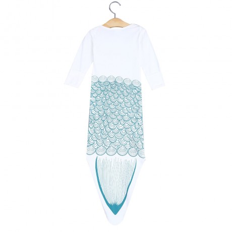 SWEET MERMAID ANIMAL LONG SLEEVE BABY CLOTHES SLEEPING BAG INFANT SLEEP SACK (WHITE AND GR