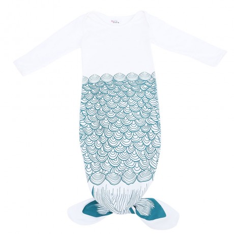 SWEET MERMAID ANIMAL LONG SLEEVE BABY CLOTHES SLEEPING BAG INFANT SLEEP SACK (WHITE AND GR