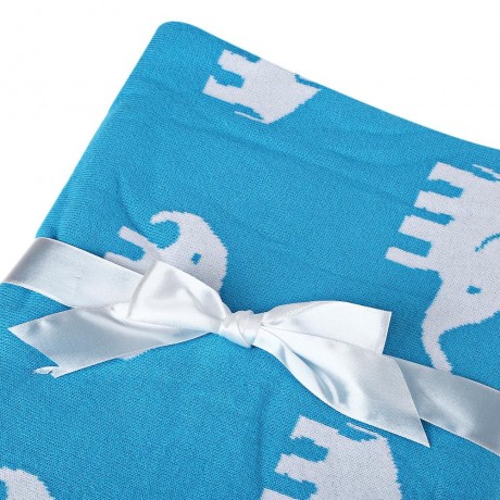 FASHION PRINTED BABY COTTON WATER UPTAKE BLANKET / BATH TOWEL (BLUE ELEPHANT)