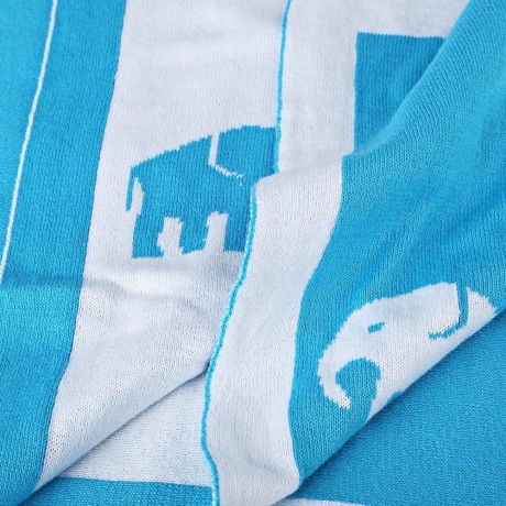 FASHION PRINTED BABY COTTON WATER UPTAKE BLANKET / BATH TOWEL (BLUE ELEPHANT)