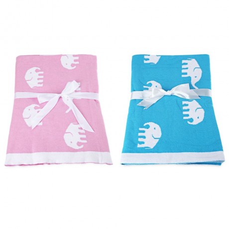 FASHION PRINTED BABY COTTON WATER UPTAKE BLANKET / BATH TOWEL (BLUE ELEPHANT)