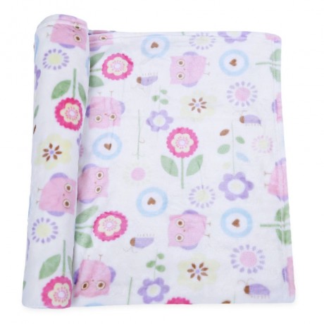 SUPER SOFT CHILDREN CARTOON PRINT PLUS SIZE BLANKET (PINK OWL)
