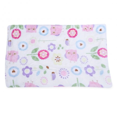 SUPER SOFT CHILDREN CARTOON PRINT PLUS SIZE BLANKET (PINK OWL)