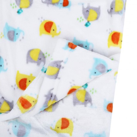 SUPER SOFT CHILDREN CARTOON PRINT PLUS SIZE BLANKET (COLORFUL ELEPHANT)