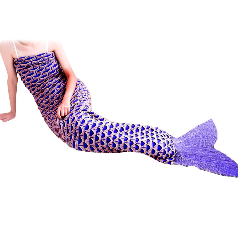 CHARMING MERMAID SHAPE GEOMETRIC DESIGN SMALL POCKET PATTERN BLANKET (PALE PINKISH GRAY)