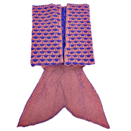 CHARMING MERMAID SHAPE GEOMETRIC DESIGN SMALL POCKET PATTERN BLANKET (ORANGEPINK)
