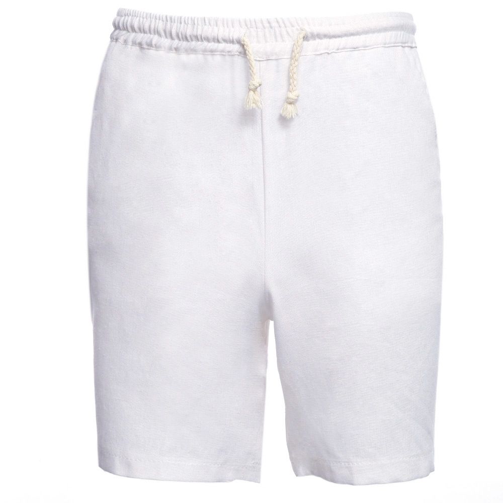 CASUAL ELASTIC WAIST PRINT SIGNATURE COTTON PLUS SIZE KNEE-LENGTH SHORTS FOR MEN (WHITE, S CASUAL ELASTIC WAIST PRINT SIGNATURE COTTON PLUS SIZE KNEE-LENGTH SHORTS FOR MEN (WHITE, S