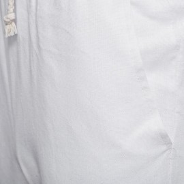 CASUAL ELASTIC WAIST PRINT SIGNATURE COTTON PLUS SIZE KNEE-LENGTH SHORTS FOR MEN (WHITE, S