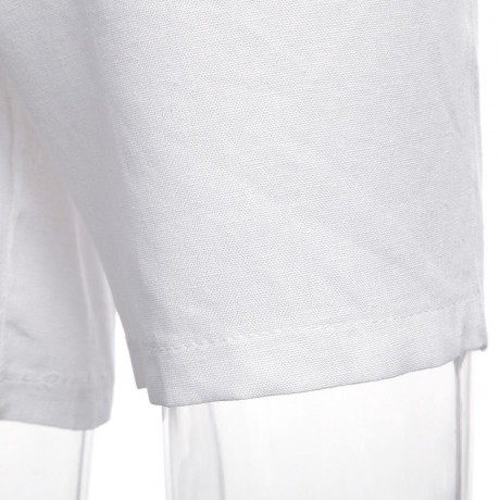 CASUAL ELASTIC WAIST PRINT SIGNATURE COTTON PLUS SIZE KNEE-LENGTH SHORTS FOR MEN (WHITE, S