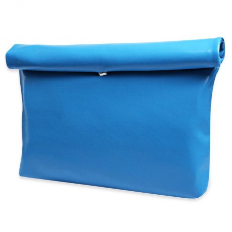 SOLID COLOR ZIPPER HASP CLUTCH BAG FOR WOMEN (BLUE)