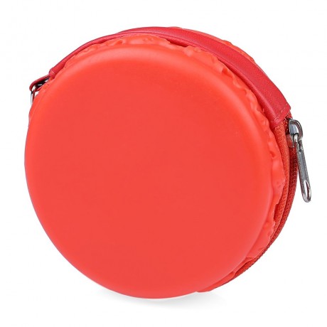ROUND SOLID ZIPPER DESIGN UNISEX CHANGE PURSE (ORANGE)