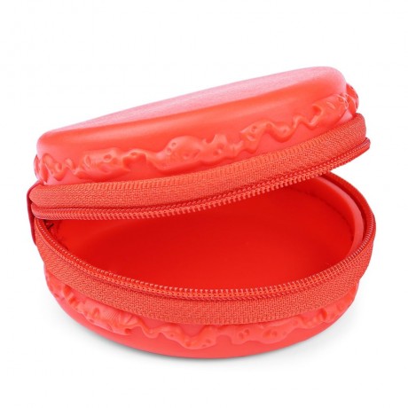 ROUND SOLID ZIPPER DESIGN UNISEX CHANGE PURSE (ORANGE)