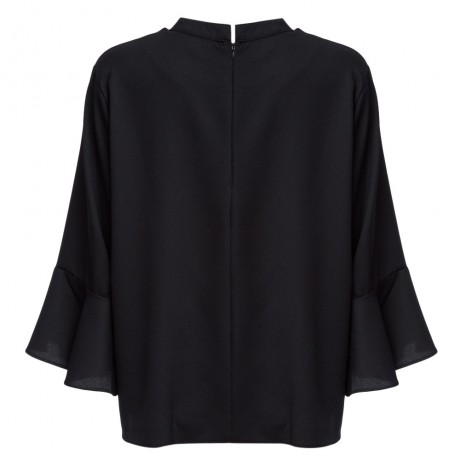 CASUAL HALTER FLARE SLEEVE PLUS SIZE LOOSE SHIRT FOR WOMEN (BLACK, SIZE XL/2XL/3XL/4XL/5XL