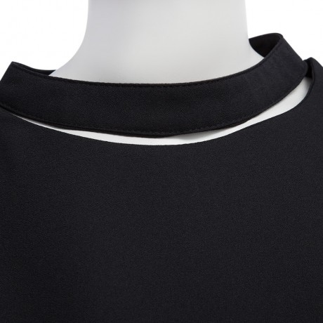 CASUAL HALTER FLARE SLEEVE PLUS SIZE LOOSE SHIRT FOR WOMEN (BLACK, SIZE XL/2XL/3XL/4XL/5XL