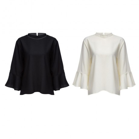 CASUAL HALTER FLARE SLEEVE PLUS SIZE LOOSE SHIRT FOR WOMEN (WHITE, SIZE XL/2XL/3XL/4XL/5XL