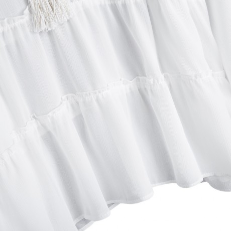CASUAL V-NECK FLARE SLEEVE PLUS SIZE SLIM SHIRT FOR WOMEN (WHITE, SIZE XL/2XL/3XL/4XL/5XL)