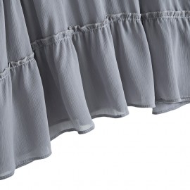 CASUAL V-NECK FLARE SLEEVE PLUS SIZE SLIM SHIRT FOR WOMEN (SMOKY GRAY, SIZE XL/2XL/3XL/4XL